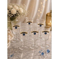 6 Lı Kristal Cam Kahve Yanı Bardağı Nazar Göz Bardak Flüt 75ml Şeffaf 6 Lı Kristal Cam Kahve Yanı Bardağı Nazar Göz Bardak Flüt 75ml Şeffaf