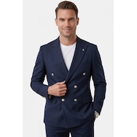 Deep Sea Deepsea Erkek Lacivert Slim Fit Kruvaze Takım Elbise Likralı Çizgili Dokulu Metal Düğmeli 2600820 Deep Sea Deepsea Erkek Lacivert Slim Fit Kruvaze Takım Elbise Likralı Çizgili Dokulu Metal Düğmeli 2600820