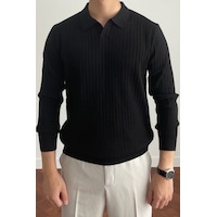 Erkek Siyah Slim Fit Uzun Kollu Polo Yaka Triko Kazak Siyah Erkek Siyah Slim Fit Uzun Kollu Polo Yaka Triko Kazak Siyah