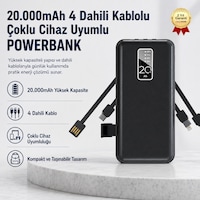 20.000mah 4 Dahili Kablolu Powerbank Çoklu Cihaz Uyumlu Taşınabilir Sarj Cihazı-1701 Siyah 20.000mah 4 Dahili Kablolu Powerbank Çoklu Cihaz Uyumlu Taşınabilir Sarj Cihazı-1701 Siyah