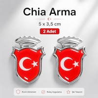 Ay Yıldız Chia Arma Krom Oto Amblem 5 3,5 Cm Ay Yıldız Chia Arma Krom Oto Amblem 5 3,5 Cm