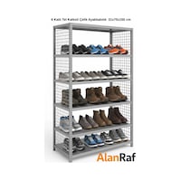 6 Katlı Galvaniz Tel Kafesli Çelik Ayakkabılık Rafı 31x75x150 Cm Uzun Ömürlü 6 Katlı Galvaniz Tel Kafesli Çelik Ayakkabılık Rafı 31x75x150 Cm Uzun Ömürlü