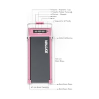 Walke W-fit Pink Bluetoothlu Uygulamalı Uzaktan Kumandalı Koşu Bandı Yürüyüş Bandı Pembe
