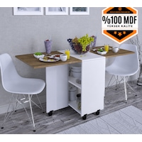 Braun Yemek Masası Çok Amaçlı Açılır Katlanır Beyaz - Ceviz Braun Yemek Masası Çok Amaçlı Açılır Katlanır Beyaz - Ceviz