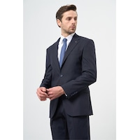 İmza Lacivert Çizgili Mono Yaka Astarlı 6 Drop Slim Fit Dar Kesim Takım Elbise 1001245102 Koyu Lacivert İmza Lacivert Çizgili Mono Yaka Astarlı 6 Drop Slim Fit Dar Kesim Takım Elbise 1001245102 Koyu Lacivert