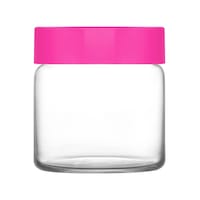 Lav Novo Cam Kavanoz 3'lü Orta Boy 635 ml Pembe Plastik Kapaklı (Erzak Saklama Kavanozu )