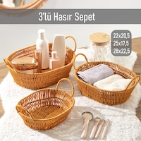 Porsima 302d 3lü Düzenleyici Oval Hasır Sepet Seti Ekmeklik Sepet Porsima 302d 3lü Düzenleyici Oval Hasır Sepet Seti Ekmeklik Sepet