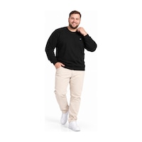 Annex Büyük Beden Basic Waffle Kumaş Erkek Sweatshirt Siyah Annex Büyük Beden Basic Waffle Kumaş Erkek Sweatshirt Siyah
