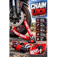 Street Biker Galvanizli Motosiklet Zincir Kilidi - Güçlendirilmiş Chain Lock 10 Mm X 90 Cm