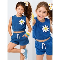 Kız Çocuk Takım Papatya Çiçekli Havlu Kumaş Crop Top Şort Takım İlkbahar Yaz 4-10 Yaş Kız Çocuk Takım Papatya Çiçekli Havlu Kumaş Crop Top Şort Takım İlkbahar Yaz 4-10 Yaş
