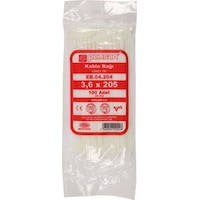 Pemsan - 3,6mm X 205mm Plastik Cırt Kelepçe - Kablo Bağı - Beyaz Pemsan - 3,6mm X 205mm Plastik Cırt Kelepçe - Kablo Bağı - Beyaz