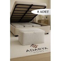 Adarya Home 8 Li Antrasit Çizgili Baza Altı Çekyat Hurç 60 40 22 Cm Çizgili