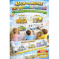 Sevimli Araçlar Boyama Rulosu 4 Metre Uzunluk 45 Cm Genişlik Dev Boyama Kağıdı Çocuklar Için Aktivite Rulosu