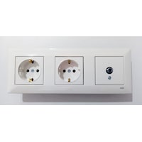 Viko karre Beyaz 3lü Set Tv  Uydu Prizi F Konnektör +topraklı Priz+topraklı Priz