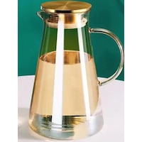 Borosilikat Cam Metal Kapaklı Lüks Sürahi 1.9 L Altın Borosilikat Cam Metal Kapaklı Lüks Sürahi 1.9 L Altın