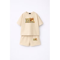 Fasardi Super Bear Adventure Süper Ayı Baskılı Oversize %100 Pamuk Tişört Şort 2li Çocuk Takım Bej Fasardi Super Bear Adventure Süper Ayı Baskılı Oversize %100 Pamuk Tişört Şort 2li Çocuk Takım Bej