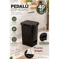 Porsima 0122-1 Slim Pedallı Çöp Kovası 40 Lt Siyah Taşınabilir Taşıma Kulplu Büyük Boy Mutfak Çöp Kovası Porsima 0122-1 Slim Pedallı Çöp Kovası 40 Lt Siyah Taşınabilir Taşıma Kulplu Büyük Boy Mutfak Çöp Kovası