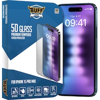 Buff iPhone Apple 15 Pro Max Uyumlu 5d Glass Ekran Koruyucu