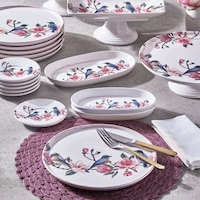 Fecra Pink Bird 18 Parça Servis Ve Sunum Seti Beyaz Fecra Pink Bird 18 Parça Servis Ve Sunum Seti Beyaz