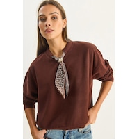 Shade Kadın Fular Detaylı Pamuklu Ottoman Sweatshirt 6931 60283689 - Acı Kahve Çok Renkli Shade Kadın Fular Detaylı Pamuklu Ottoman Sweatshirt 6931 60283689 - Acı Kahve Çok Renkli