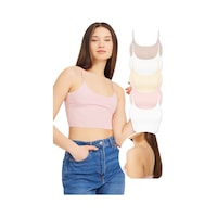 Cottonhill Ayarlanabilir İnce Askılı Lazer Kesim Crop Büstiyer 5'li Paket Renkli-3 Cottonhill Ayarlanabilir İnce Askılı Lazer Kesim Crop Büstiyer 5'li Paket Renkli-3