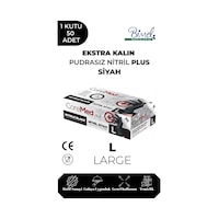 Ekstra Kalın Nitril Siyah Plus Muayene Eldiveni L - 1 Paket 50'li Ekstra Kalın Nitril Siyah Plus Muayene Eldiveni L - 1 Paket 50'li
