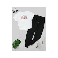 Medinenur Love Baskılı T-shirt Eşofman Altı Jogger Rahat Kalıp Siyah Eşofman Takım Beyaz Medinenur Love Baskılı T-shirt Eşofman Altı Jogger Rahat Kalıp Siyah Eşofman Takım Beyaz