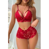 Merry See Dantel Şık Sütyen Külot Takım İç Giyim Kırmızı 001 Merry See Dantel Şık Sütyen Külot Takım İç Giyim Kırmızı 001