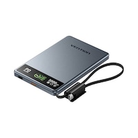 Vention Ultra Slim Serisi 5000mah Powerbank 15w Manyetik Kablosuz Şarj 2xusb-c Tft Ekran Dahili Askı Kablolu Gri