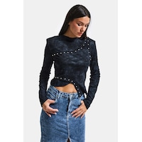 it's basic Kadın Siyah Antrasit W5 Asimetrik Kesim Drop Detaylı Özel Tasarım Crop Top it's basic Kadın Siyah Antrasit W5 Asimetrik Kesim Drop Detaylı Özel Tasarım Crop Top