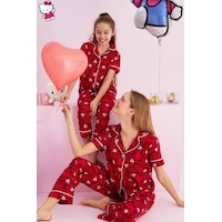 Siyah İnci Lisanslı %100 Pamuk Çok Renkli Düğmeli Biyeli Pijama Takım Hk058 Kırmızı Siyah İnci Lisanslı %100 Pamuk Çok Renkli Düğmeli Biyeli Pijama Takım Hk058 Kırmızı