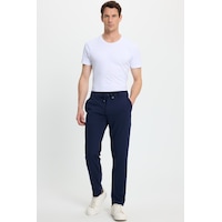 Tudors Erkek Slim Fit Dar Kesim Beli Lastikli Bağcık Detaylı Lacivert Pantolon-41666 Tudors Erkek Slim Fit Dar Kesim Beli Lastikli Bağcık Detaylı Lacivert Pantolon-41666