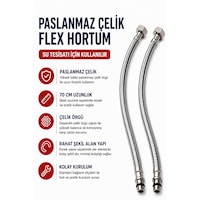 70 Cm Paslanmaz Çelik Örgülü Flex Hortum 3/8 Su Bağlantı Hortumu Batarya Ve Klozet Uyumlu 70 Cm Paslanmaz Çelik Örgülü Flex Hortum 3/8 Su Bağlantı Hortumu Batarya Ve Klozet Uyumlu