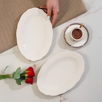 Porsima 4461 Gonca Porselen Kayık Tabak Seti - Oval Kahvaltılık Sunumluk Seti 25cm Beyaz Porsima 4461 Gonca Porselen Kayık Tabak Seti - Oval Kahvaltılık Sunumluk Seti 25cm Beyaz