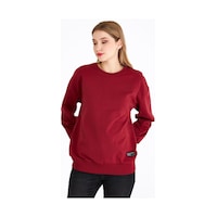 MMetalic Kadın Bordo Renk Basic Bisiklet Yaka Sweatshirt MMetalic Kadın Bordo Renk Basic Bisiklet Yaka Sweatshirt