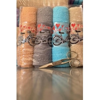 Happy Bicycle 4lü Nakışlı Çeyizlik Havlu Takımı Çok Renkli Happy Bicycle 4lü Nakışlı Çeyizlik Havlu Takımı Çok Renkli