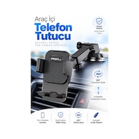 Acl T-106 Vantuzlu Araç İçi Telefon Tutucu 360 Döner, Uzatılabilir Kollu Telefon Ve Navigasyon Tu Siyah