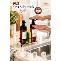 Porsima S-1271 Metal Standlı 2'li Sıvı Sabunluk 500 Ml - Mutfak Bulaşık Deterjanlık Seti Siyah Porsima S-1271 Metal Standlı 2'li Sıvı Sabunluk 500 Ml - Mutfak Bulaşık Deterjanlık Seti Siyah