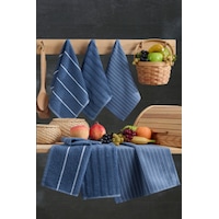 Seher 6'lı Mutfak Ve El&yüz Havlu Seti 30x50 Cm İndigo Seher 6'lı Mutfak Ve El&yüz Havlu Seti 30x50 Cm İndigo