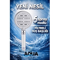 6 Fonksiyonlu Filtreli Duş Başlığı Su Tasarruflu Basınçlı Kireç Klor Önleyici Krom 6 Fonksiyonlu Filtreli Duş Başlığı Su Tasarruflu Basınçlı Kireç Klor Önleyici Krom