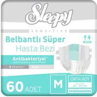 Sleepy Sensitive Antibakteriyel Süper Yetişkin Hasta Bezi Medium 30x2 60 Adet M