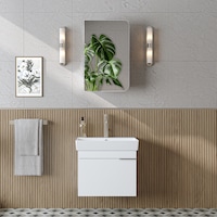 Likya Lavabolu Banyo Dolabı Takımı, Mdflam Tek Kapaklı Lavabolu 59 Cm Banyo Alt Dolabı + Üst Dolabı Beyaz Likya Lavabolu Banyo Dolabı Takımı, Mdflam Tek Kapaklı Lavabolu 59 Cm Banyo Alt Dolabı + Üst Dolabı Beyaz