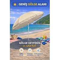 Bej 200 Cm Ayarlanabilir Fon Model Plaj Şemsiyesi Bej 200 Cm Ayarlanabilir Fon Model Plaj Şemsiyesi