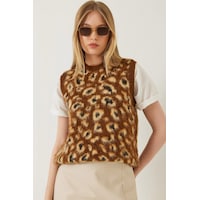 Shade Kadın Şardonlu Leopar Desenli Süveter 20246281 - Kahverengi-camel Çok Renkli Shade Kadın Şardonlu Leopar Desenli Süveter 20246281 - Kahverengi-camel Çok Renkli