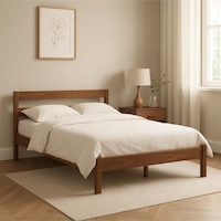 Masif Ahşap Karyola 150cm X 200cm Doğal Ahşap Ceviz Renk Masif Ahşap Karyola 150cm X 200cm Doğal Ahşap Ceviz Renk