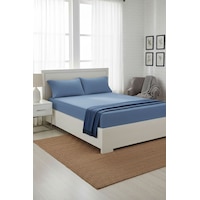 %100 Pamuk Ranforce Premium King Size Lastikli Çarşaf Seti - İndi İndigo %100 Pamuk Ranforce Premium King Size Lastikli Çarşaf Seti - İndi İndigo