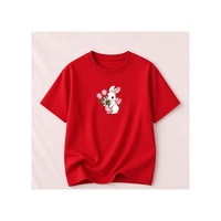 Herkesemoda Tavşan Ve Lale Baskı Detaylı Bisiklet Yaka Pamuklu Basic T-shirt Kırmızı Herkesemoda Tavşan Ve Lale Baskı Detaylı Bisiklet Yaka Pamuklu Basic T-shirt Kırmızı