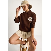 Shade Kadın Nakış İşlemeli Kapüşonlu Kanguru Cepli Sweatshirt 6045 60284098 - Kahve Shade Kadın Nakış İşlemeli Kapüşonlu Kanguru Cepli Sweatshirt 6045 60284098 - Kahve