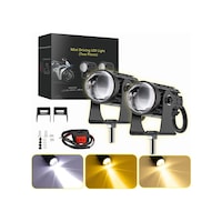 Motosiklet Scooter Mini Sis Farı Set Düğme Hediyeli Beyaz Sarı Mini Kasa 12v/24v Led Işık Motosiklet Scooter Mini Sis Farı Set Düğme Hediyeli Beyaz Sarı Mini Kasa 12v/24v Led Işık