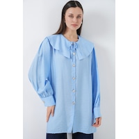 Bigdart Kadın Bebe Yaka Uzun Tunik 5967 - Mavi Bigdart Kadın Bebe Yaka Uzun Tunik 5967 - Mavi